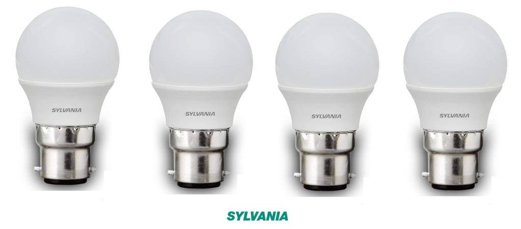 LOT DE 4 AMPOULES LED SPHERIQUE SYLVANIA B22 - 5W  - 400 Lumens - 3000K