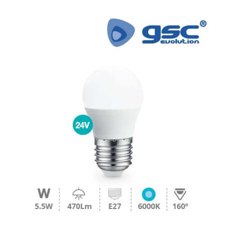 Ampoule LED sphérique 5.5W E27 6000K 24V