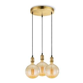 PLAFONNIER ROND VINTAGE METAL ET LAITON - 3 x DOUILLES SIMPLES E27 DESIGN - BEAM