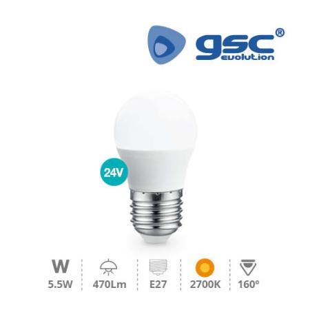 Ampoule LED sphérique 5.5W E27 3000K 24V