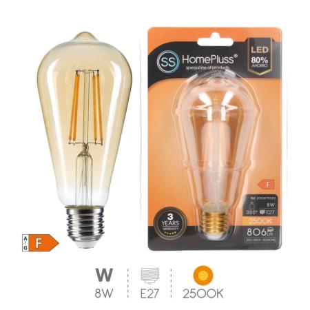 Ampoule Led Filament verre doré 8W E27 2500K